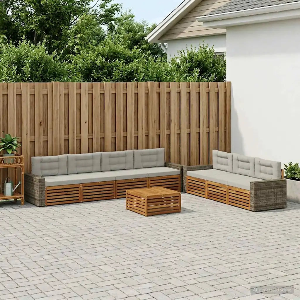 Set di divani da esterno 8 pcs Naturale e Grigio Chiaro 3383129