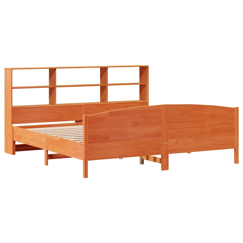 Letto Libreria senza Materasso Marrone Cera 180x200 cm in Pino 3323097