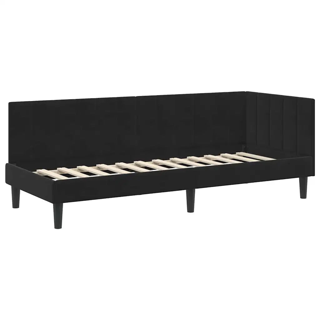 Struttura Letto Angolare con Materasso 2 pz-Giroletto con materasso Nero Velluto 980336