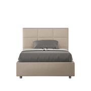 BS COM Letto una piazza e mezza con rete imbottito 130x200 similpelle tortora