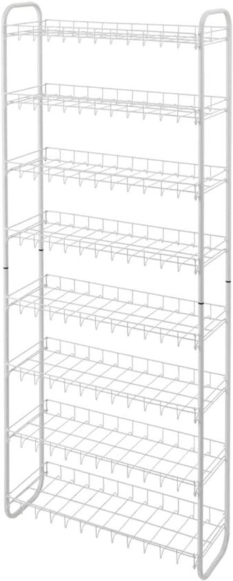 Scaffale per scarpe 8 piani metallico argento 23 x 64 x 165 cm