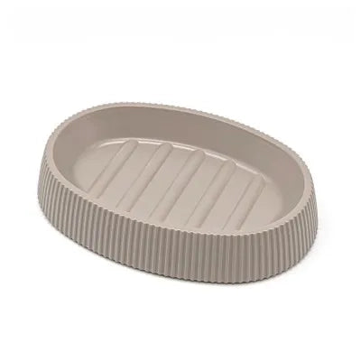 Set accessori bagno tortora cannettato con finitura effetto legno 5 pezzi Blob