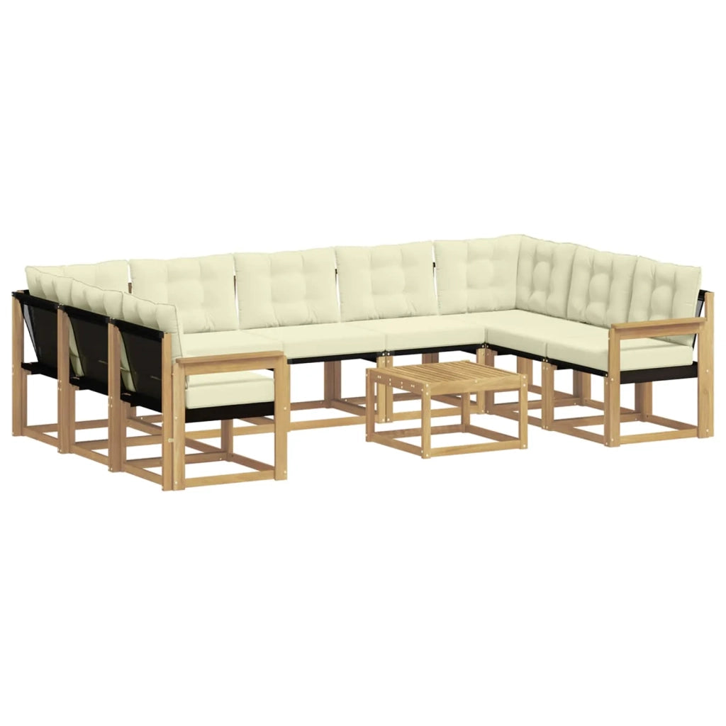 Set di divani da esterno 10 pz Bianco e Crema 3389876