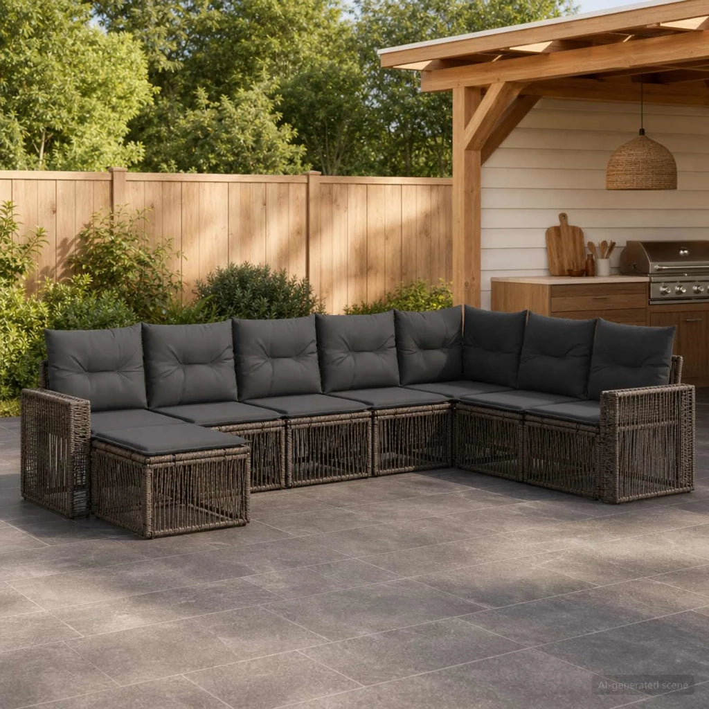 Set Divano da Giardino 8 pz Grigio e Grigio Scuro polyrattan 3435215