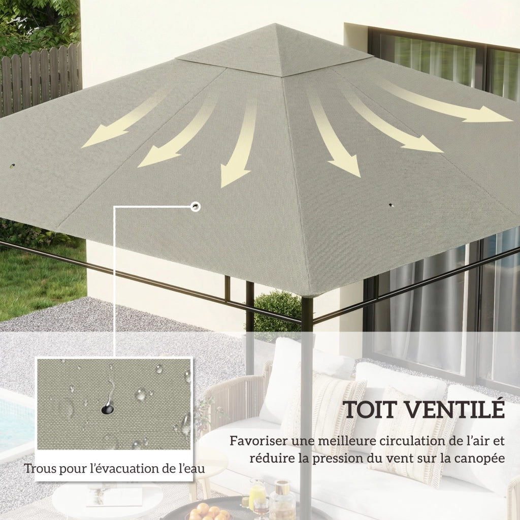 Tenda da giardino ¨C Minimal ¨C Polyester grigio 3x3 m