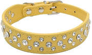Cinturino per cane in pelle PU - adattabile - con strass - disponibile in misure S/M/L/XL - larghezza 2,5 cm - collare per cane