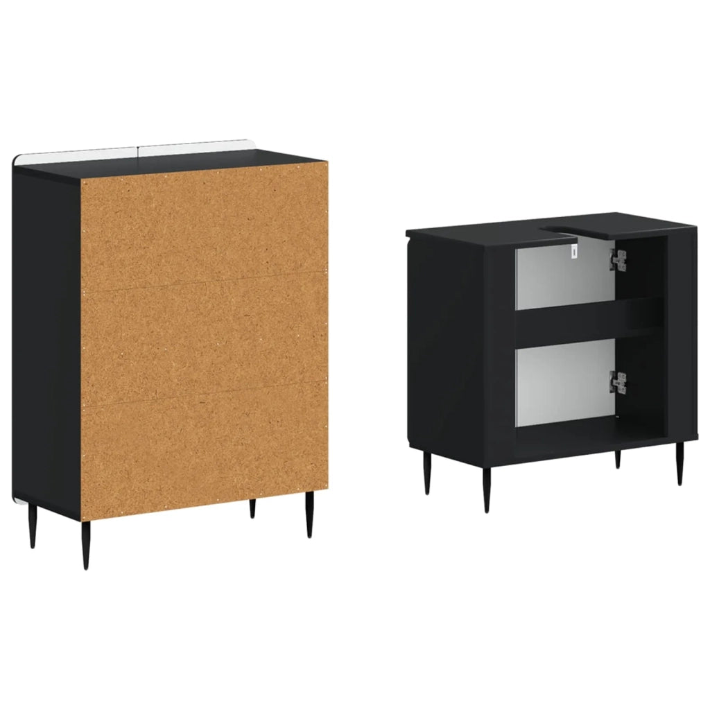 Set di Armadi da Bagno da 2 Pezzi ZWOLLE Nero 3417595