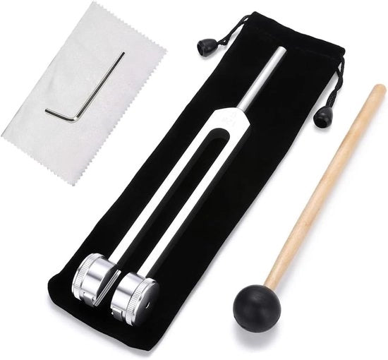 Vibratore 128 Hz, vibratore in lega di alluminio con martelletto in silicio e set di strumenti terapeutici per la riduzione del rumore del martello per meditazione e terapia