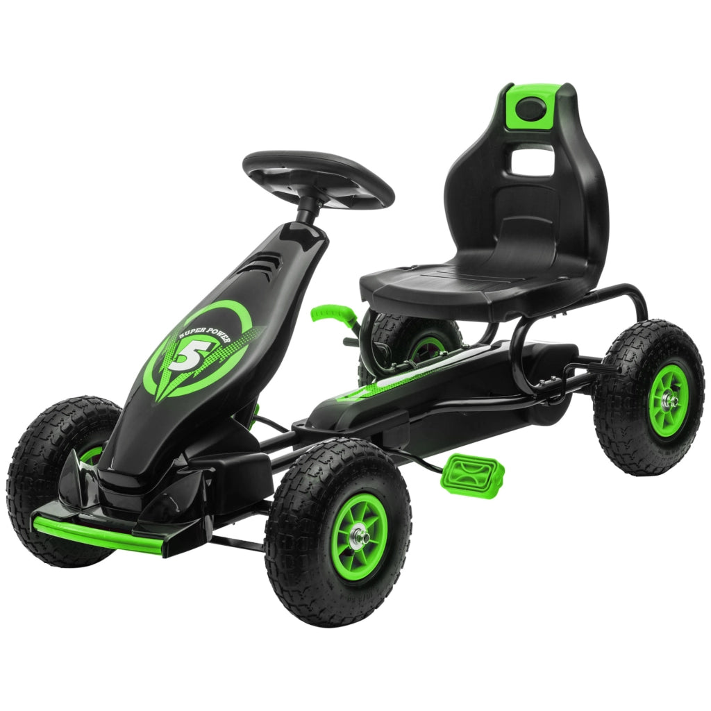 Gokart per Bambini con Pedali ¨C Minimal ¨C Verde e Nero 121x58x61 cm