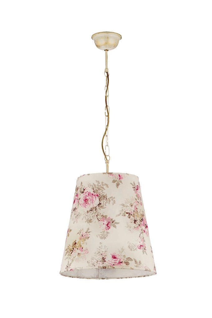 Lampada a sospensione vintage ecru fiori E27 Jupiter SARA