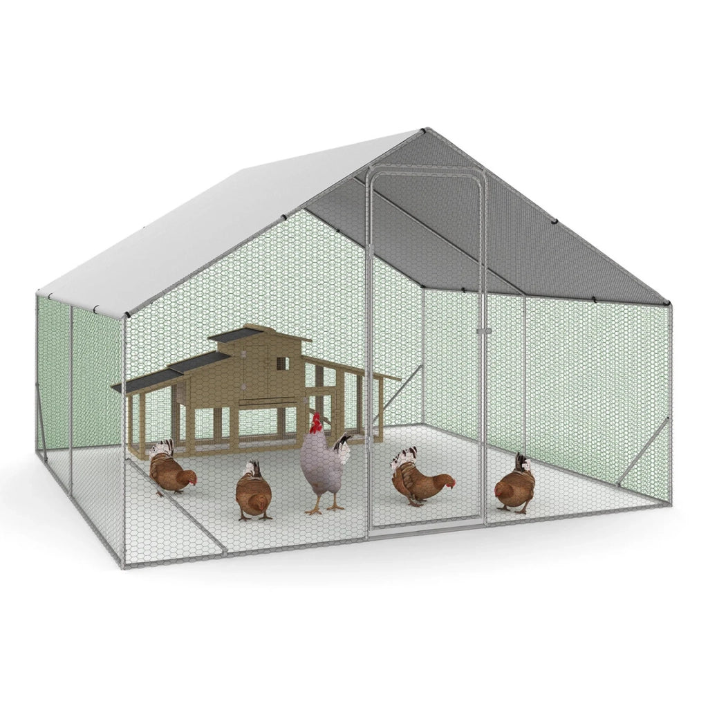 IDMarket - Recinzione per pollaio 9 m² rete metallica 3x3 M in acciaio zincato