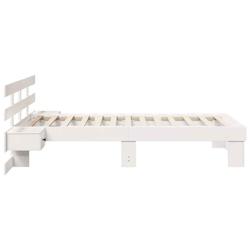 Letto singolo | Letto per adulti | Struttura del letto Bianco 100 x 200 cm Pino massello