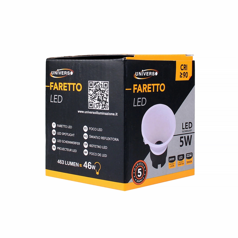 FARETTO LED DA INCASSO 5W ALTA LUMINOSITA' DESIGN MODERNO TONDO IN ALLUMINIO BIANCO - ILLUMINAZIONE ACCOGLIENTE 3000K