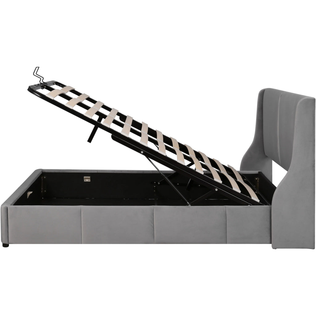 letto imbottito velluto grigio 140 x 190 cm
