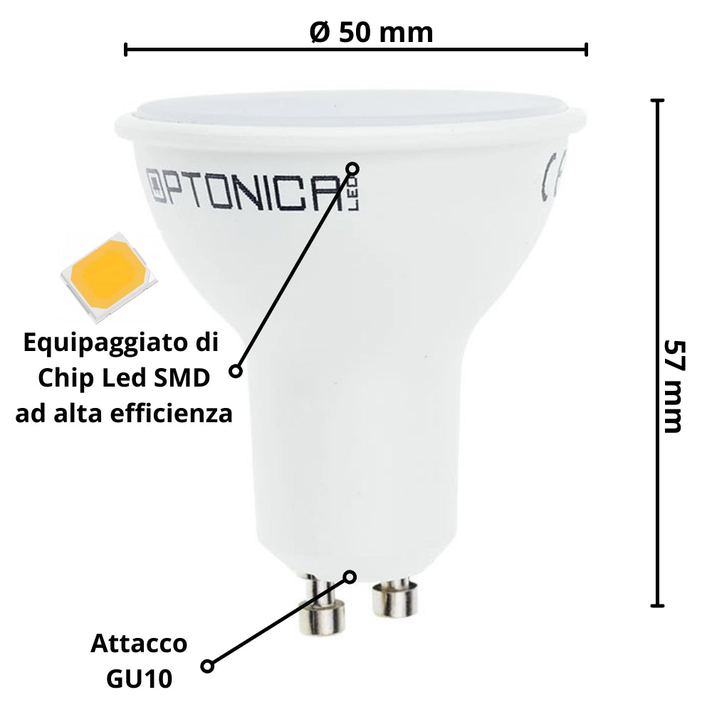 Lampadina dicroica led gu10 9.5 w resa 67watt risparmio energetico 4500k pezzi 10