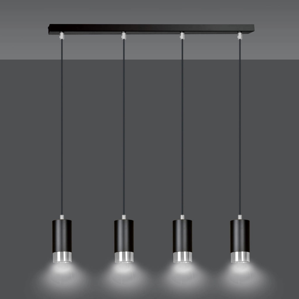 Lampadario Emibig Fumiko metallo 4xGU10 nero/cromo regolabile