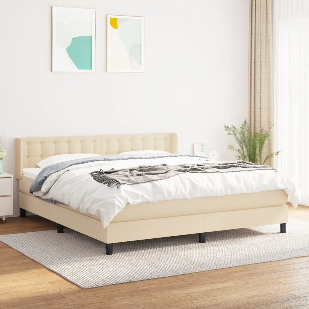 Giroletto a Molle con Materasso Crema 180x200 cm in Tessuto 3130054