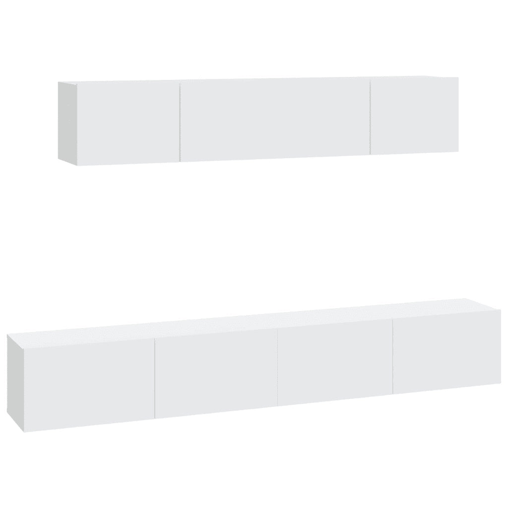 Set di Mobili Porta TV 4 pz-Credenza per TV Bianco in Legno Multistrato 144444