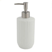 Trade Shop - Dispenser Distributore Sapone Liquido Per Arredo Bagno In Ceramica Rigata Bianca 87802 -