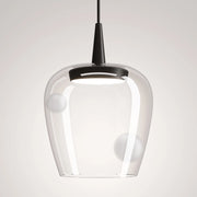 Zafferano Lampada a sospensione Bilia 230V in vetro borosilicato soffiato e alluminio sabbiato, LED 8W 2700K CRI90, diametro 18 cm, altezza 324 cm