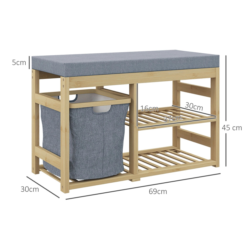 Scarpiera con Seduta ¨C Minimal ¨C Legno Naturale 69x30x45 cm