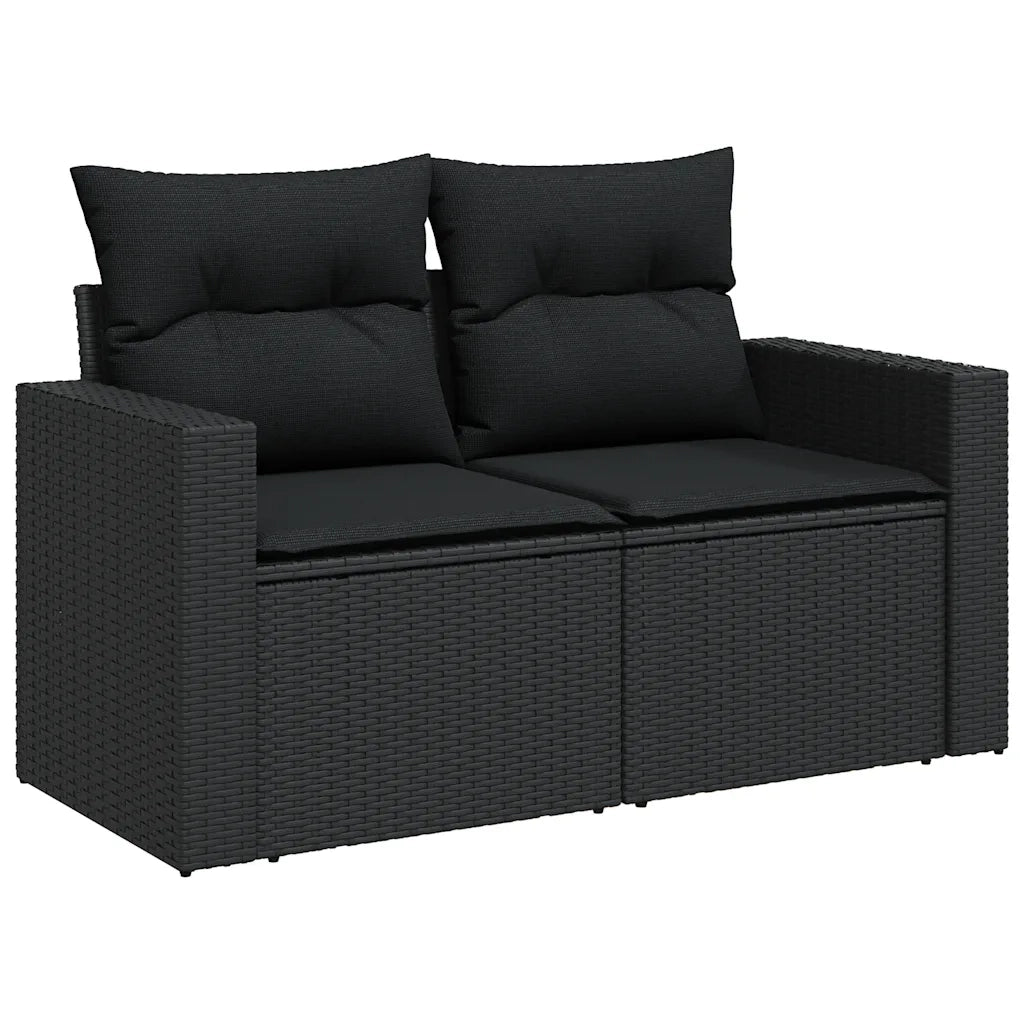 Set Divani da Giardino 9 pz con Cuscini Nero in Polyrattan 3327051