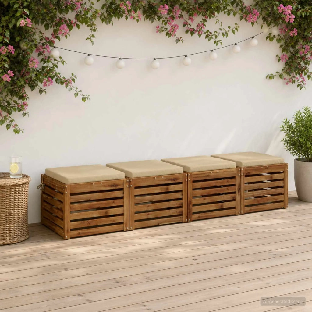 Cuscini per Sedia in 4 Pezzi SOEST 4 pz 100% Poliestere Beige 944453