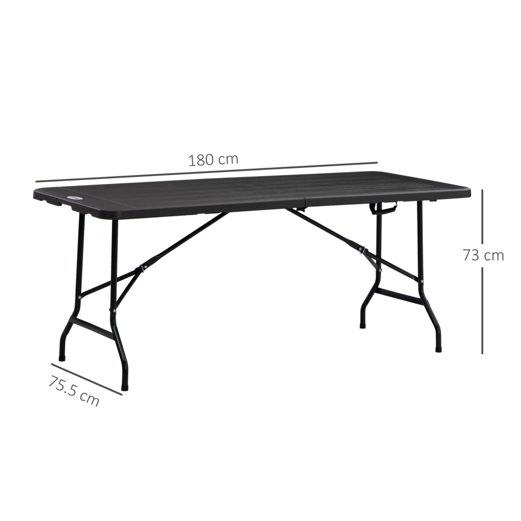 Tavolo da Giardino Pieghevole per 6 Persone in Acciaio e HDPE, 180x75.5x73cm, Grigio Scuro