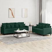 Set di Divani 2 pz con Cuscini Verde scuro in Velluto 3201722