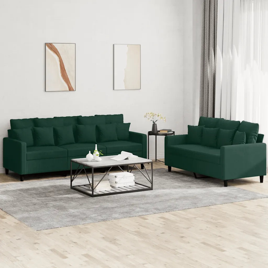Set di Divani 2 pz con Cuscini Verde scuro in Velluto 3201722
