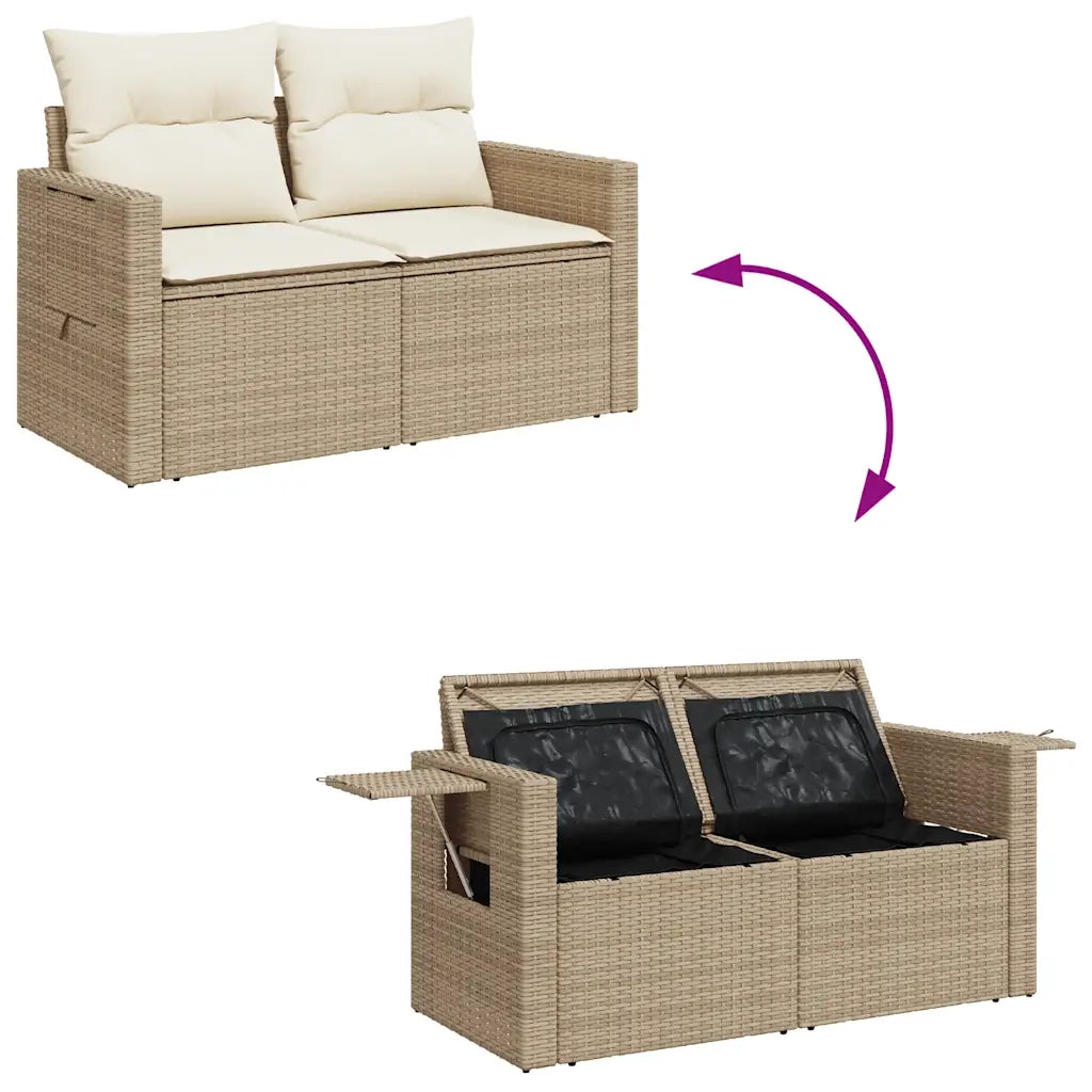 Set Divani da Giardino 7 pz con Cuscini Beige in Polyrattan 3326419
