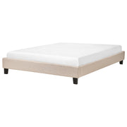 Letto matrimoniale 140 x 200 cm Rete a doghe in tessuto beige senza testiera
