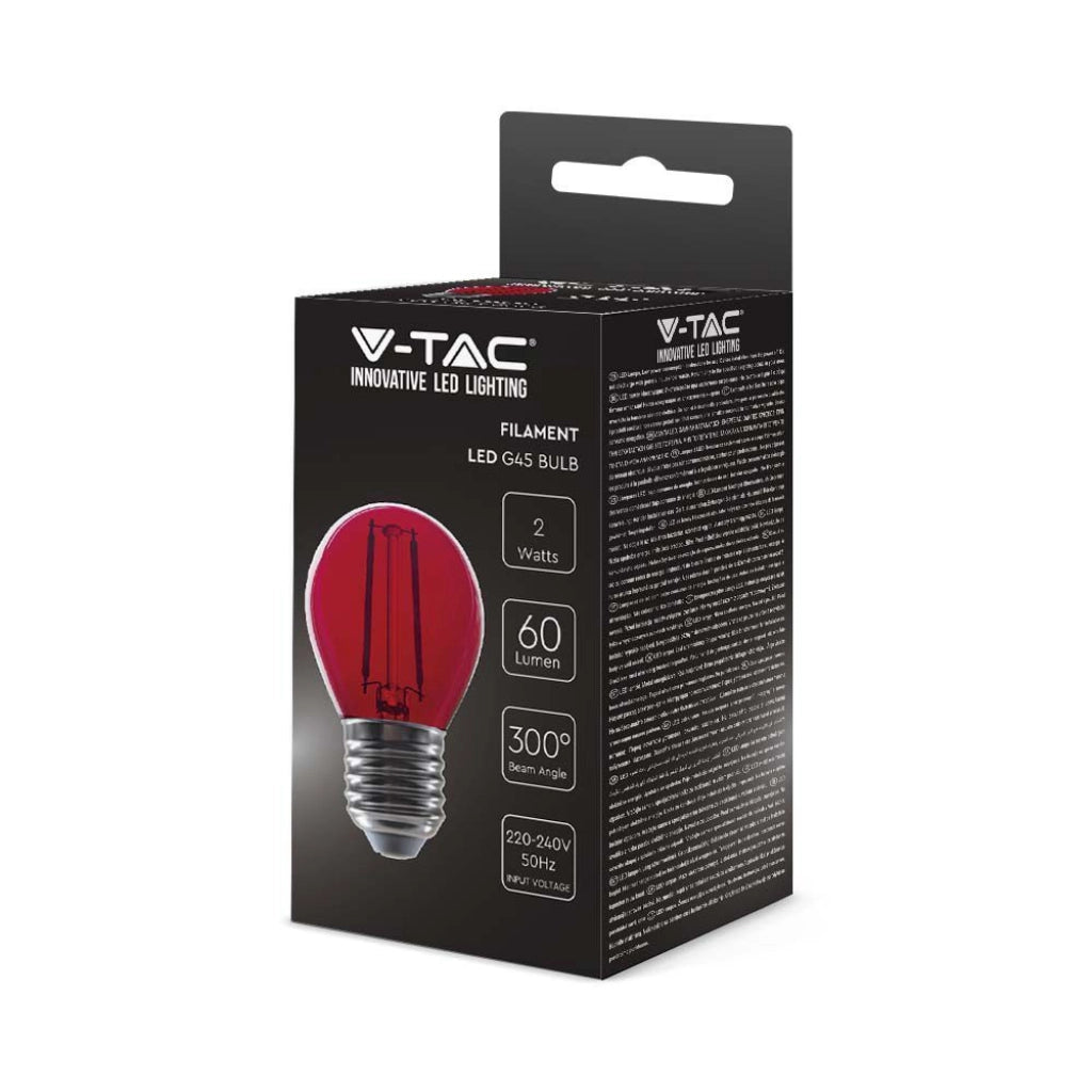 Bulbo del filamento di colore rosso G45 2W G45 E27