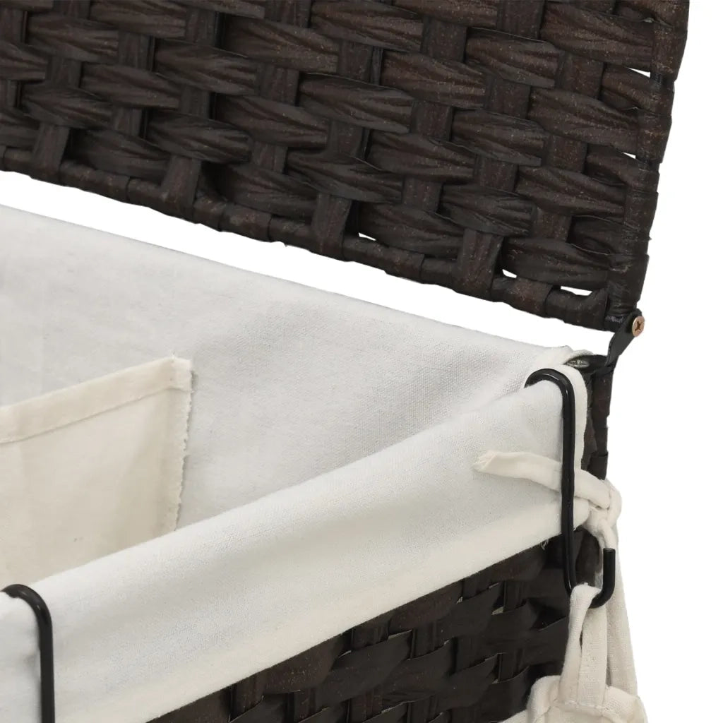 Cesto Portabiancheria Ruote Marrone Scuro 60x35x60,5 cm Rattan 372040