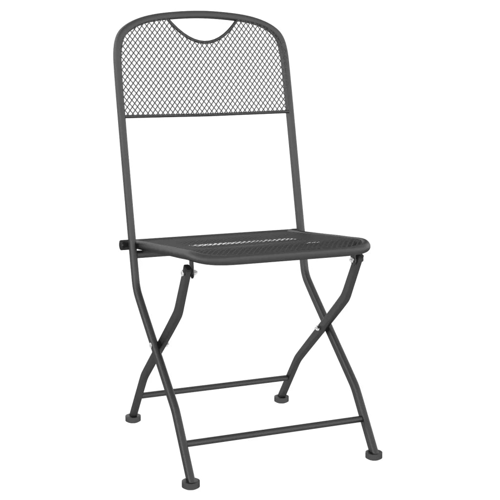 Set da Pranzo per Giardino 5pz | Set Salotto da Giardino Rete Metallica Espansa Antracite