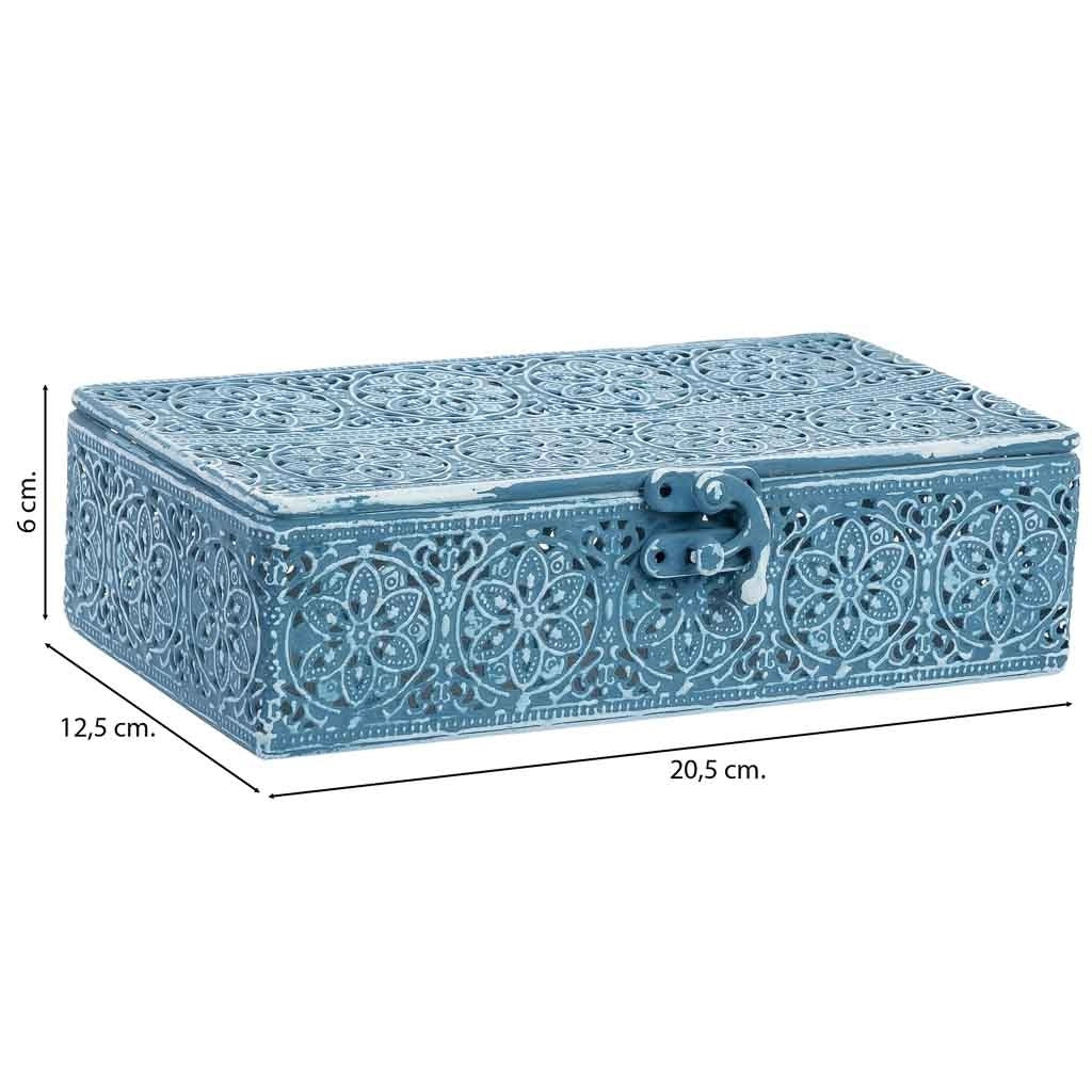 Scatola in metallo blu 20.5x12.5x6h cmh cm
