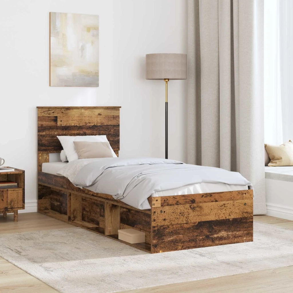 Letto singolo | Letto per adulti | Struttura del letto Legno vecchio 75 x 190 cm Pino massello