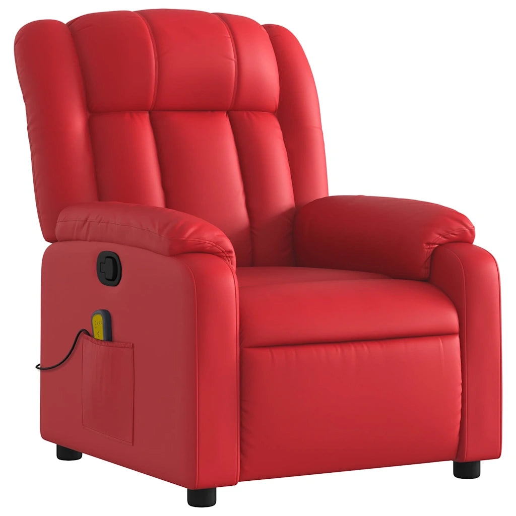 Poltrona Massaggiante Reclinabile Rossa in Similpelle 373572