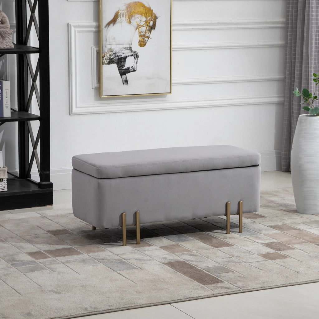 EasyComfort Panca Contenitore Imbottita per Soggiorno e Camera da Letto, 100 x 40 x 42 cm, Grigio