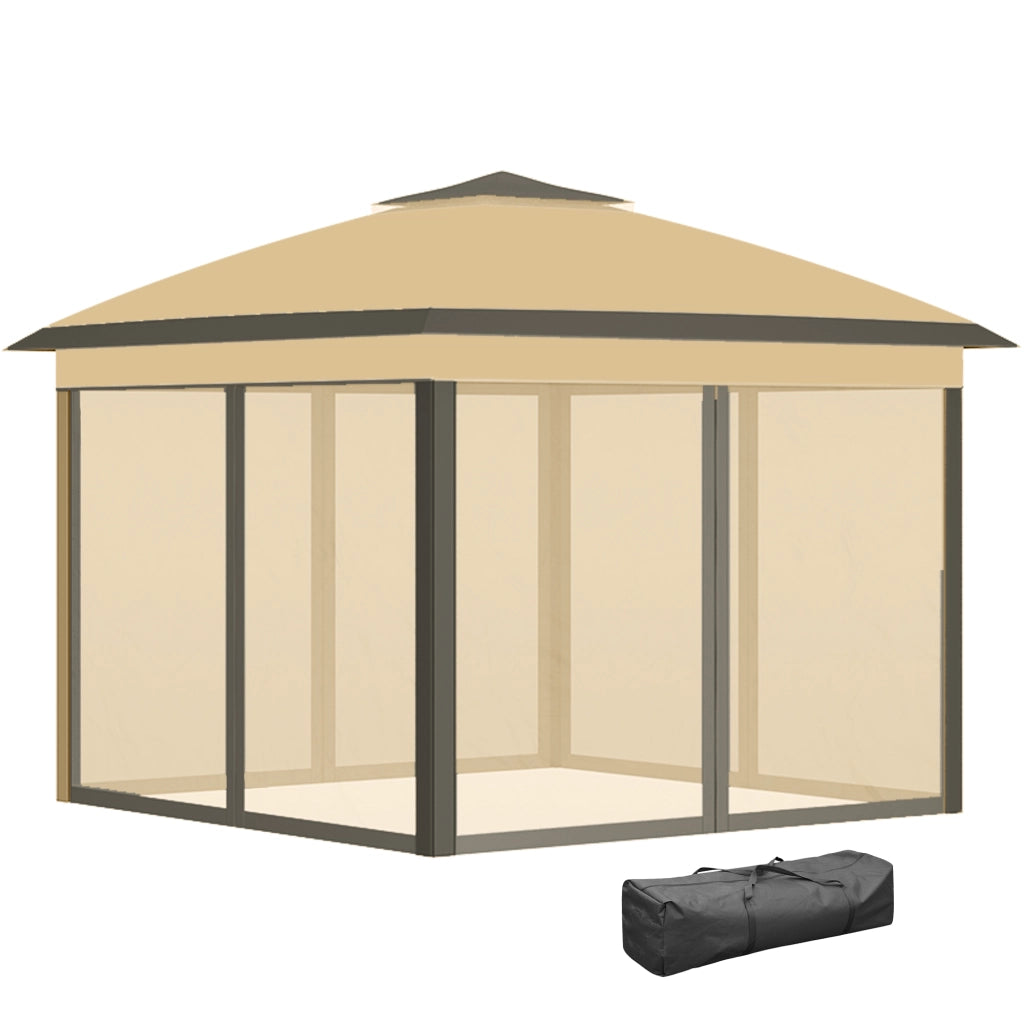 Gazebo Pieghevole con Zanzariera 3.3x3.3m ¨C Xylo ¨C Beige con Borsa