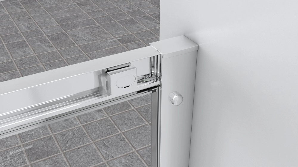 Box doccia angolare 120x120 cm con ante scorrevoli in cristallo temperato 6mm H 195 cm AMBRA Cromato