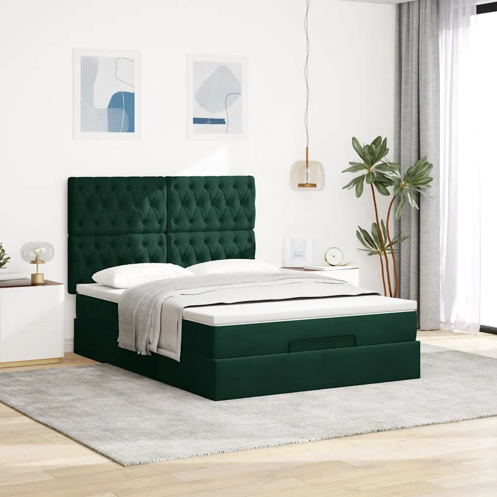 Struttura Letto Pouf con Materassi 140x190 cm in Velluto 3313544