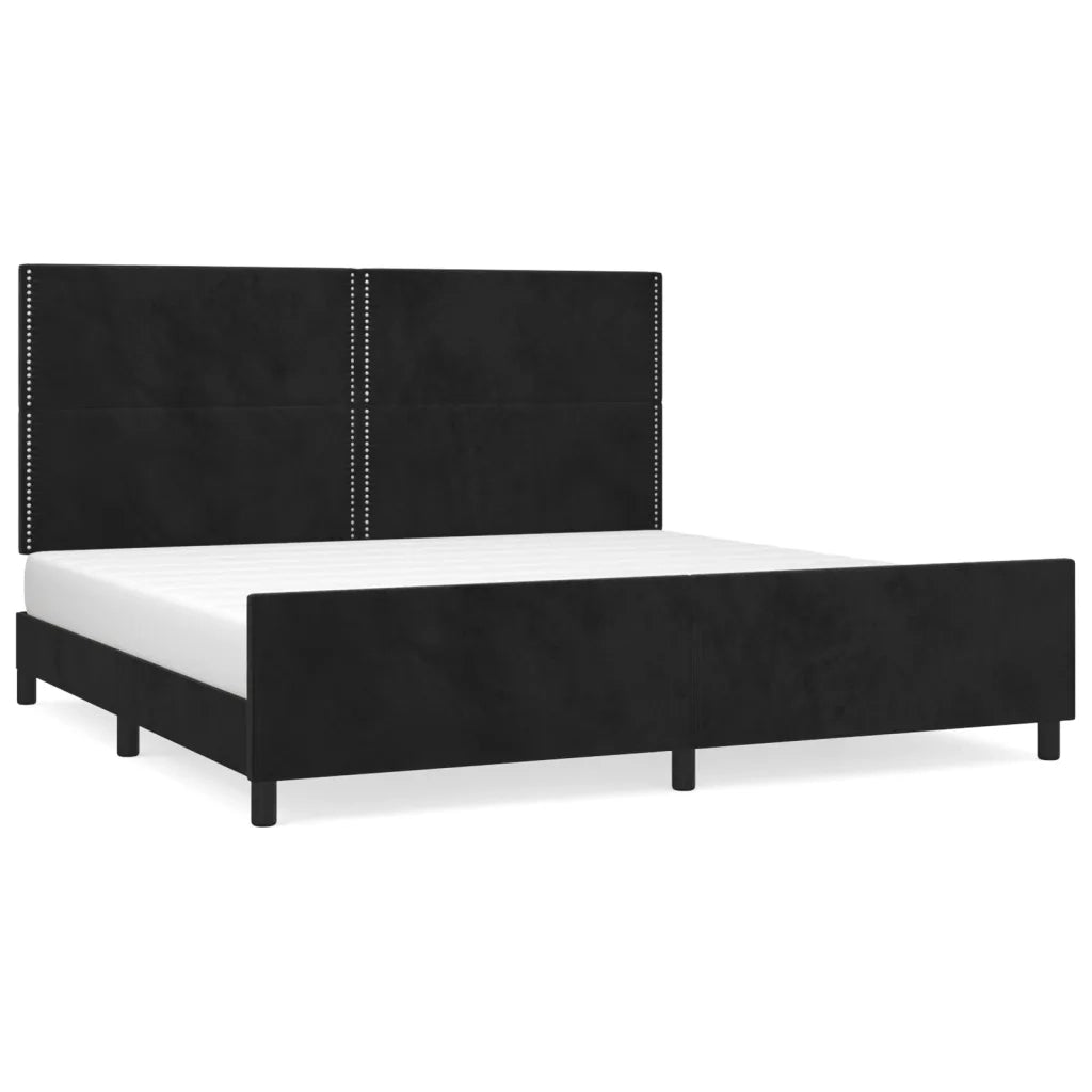 Letto matrimoniale | Letto per adulti | Giroletto senza Materasso Nero 200x200 cm in Velluto