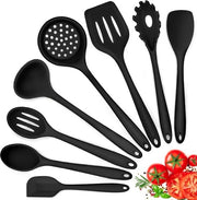 Set di utensili da cucina in silicone a 8 pezzi - resistente al calore - nero