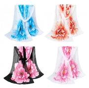 4 pacchi di sciarpe chiffon, moda sciarpe trasparenti, leggere sciarpe con disegno di fiori, sciarpe avvolgibili per donne, ragazze e bambine