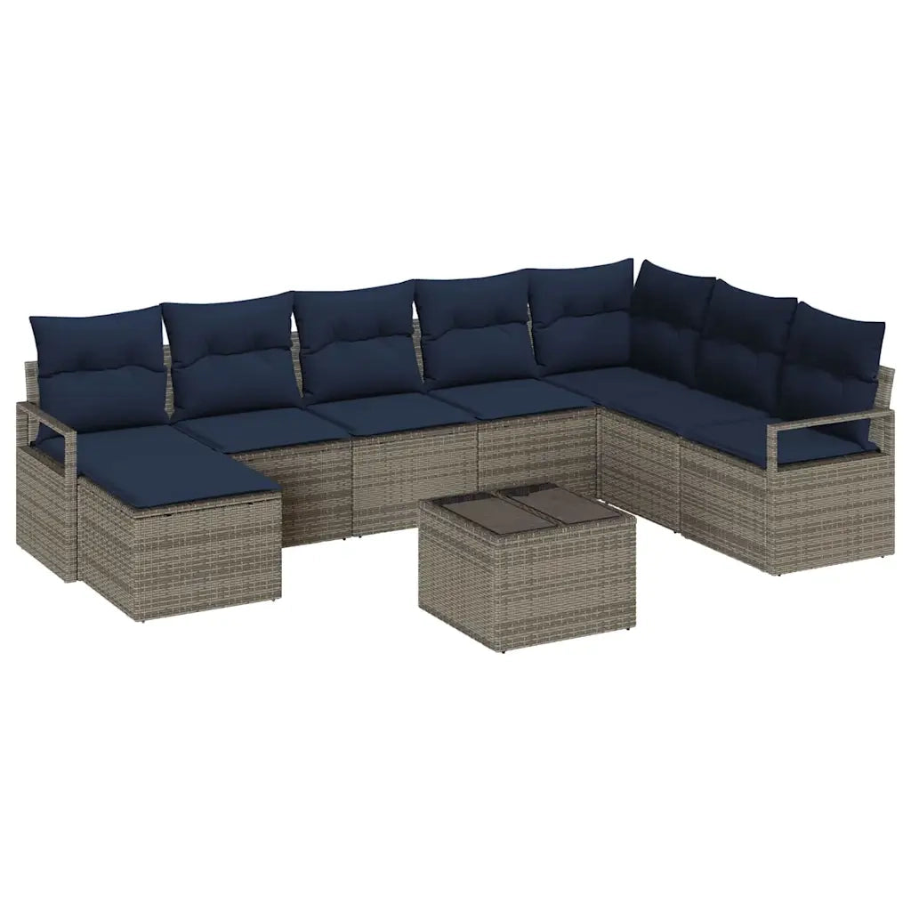 Set di divani con cuscino 9 pcs Grigio polyrattan 3346515