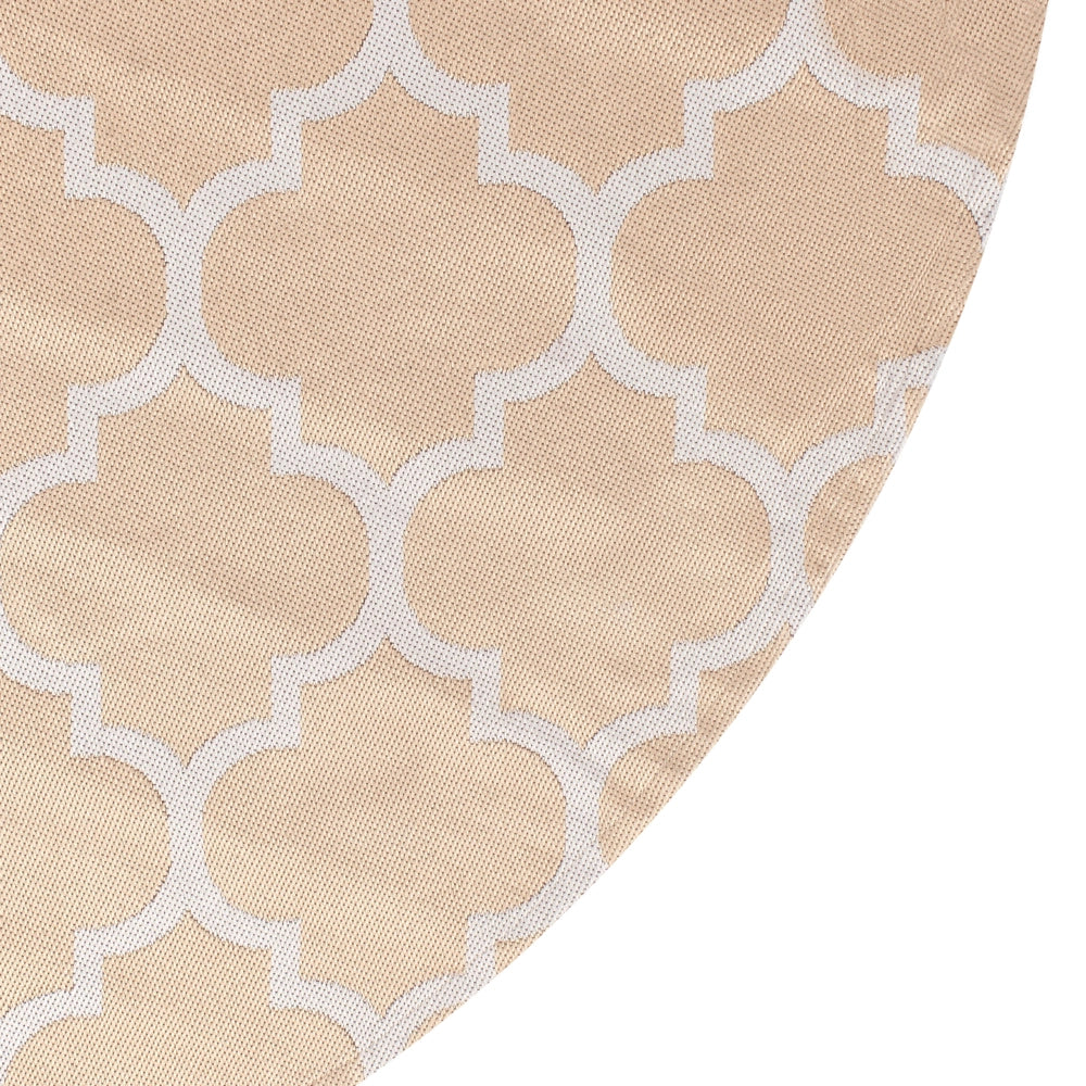 Tappeto rotondo per interni e per esterni con motivo a traliccio marocchino ⌀ 160 cm Beige e bianco moderno balcone patio