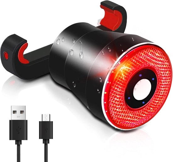Retroflettore intelligente per bicicletta - Ricaricabile via USB - Indicatore di direzione e telecomando - Impermeabile e con allarme