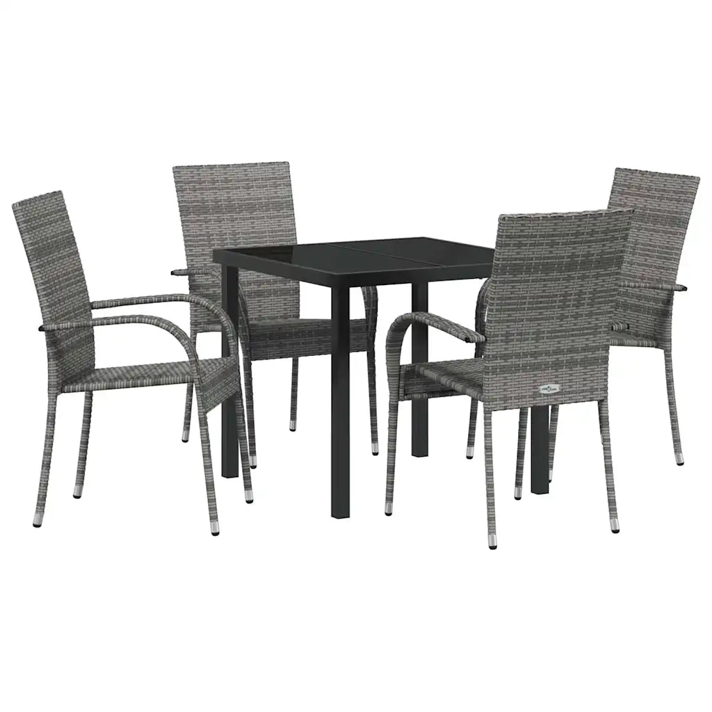 Set da Pranzo per Giardino 5 pcs Grigio