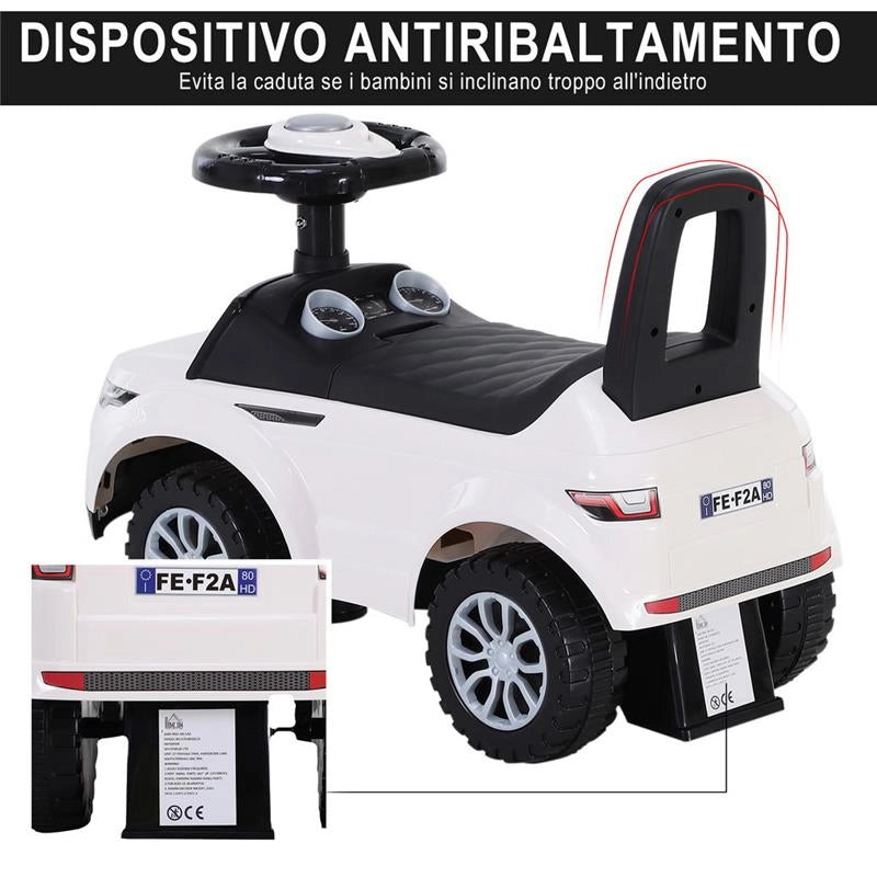 MACCHINA CAVALCABILE GIOCATTOLO PER BAMBINI 12-36 MESI BIANCA